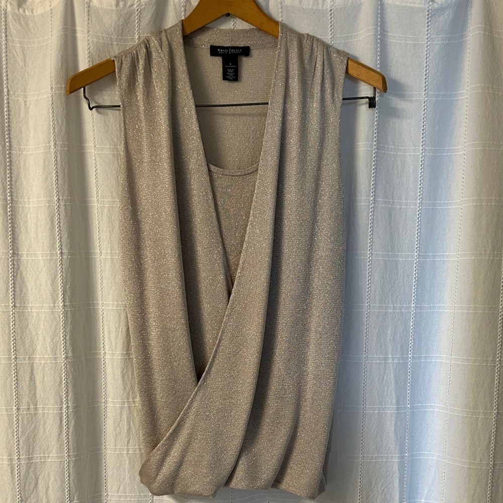 White House / Black Market - Sparkling Gold V-Neck Sweater